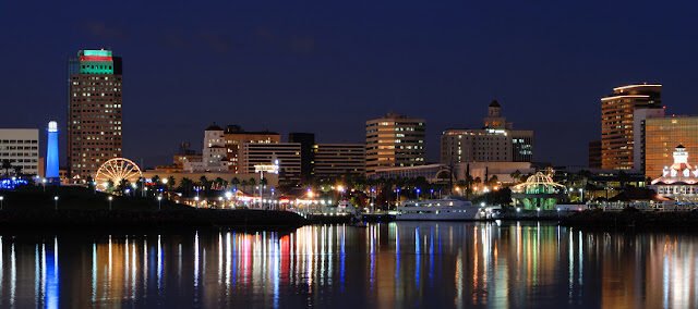 Long Beach California Skyline at Night